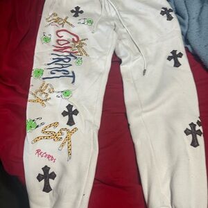 Chrome Hearts Sex Records White Graphic Sweatpants